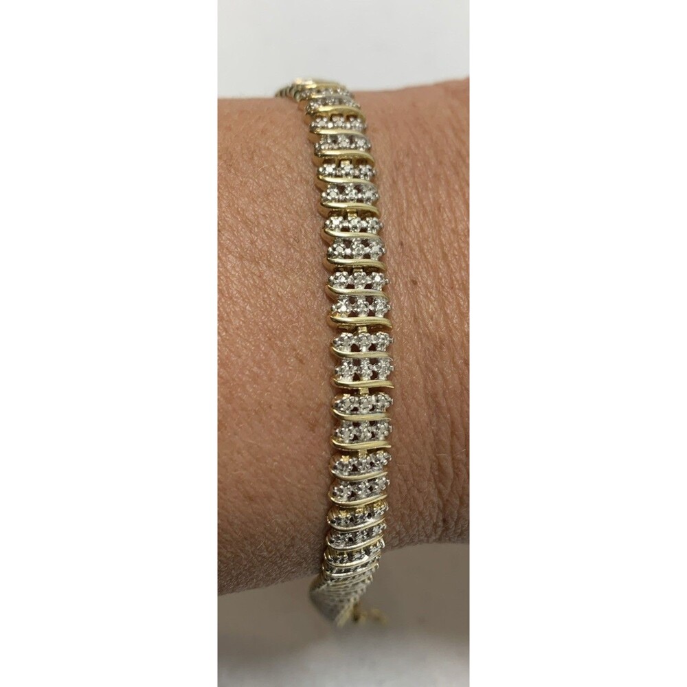 Ross Simons Triple Row Diamond Look Sterling Silver Tennis Bracelet 7.25”